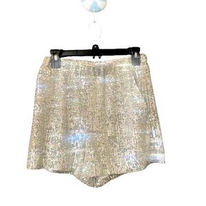 Gianni Bini Shorts Womens Size 4 Elastic Waist Gold Metallic Sequins Dance